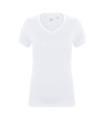 Feel good t-shirt étirable à manches courtes et col en v femme blanc Skinni Fit