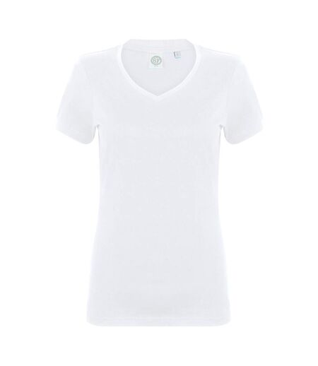 Feel good t-shirt étirable à manches courtes et col en v femme blanc Skinni Fit