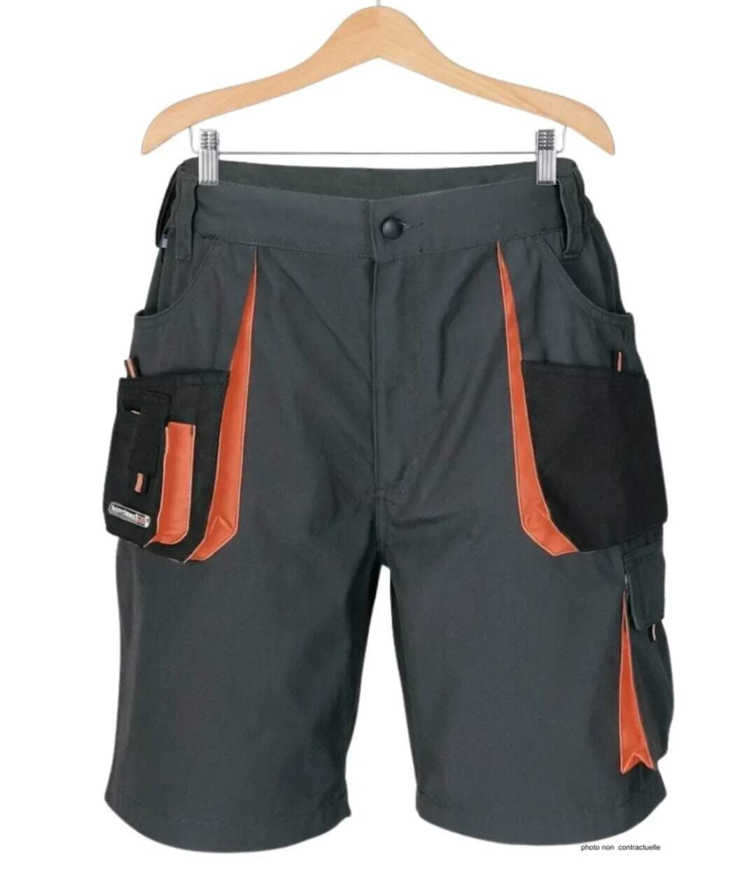 Bermuda de travail homme Terratrend 3231GN multi-poches gris et noir renforcé en tissu Oxford-2
