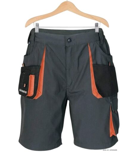 Bermuda de travail homme Terratrend 3231GN multi-poches gris et noir renforcé en tissu Oxford