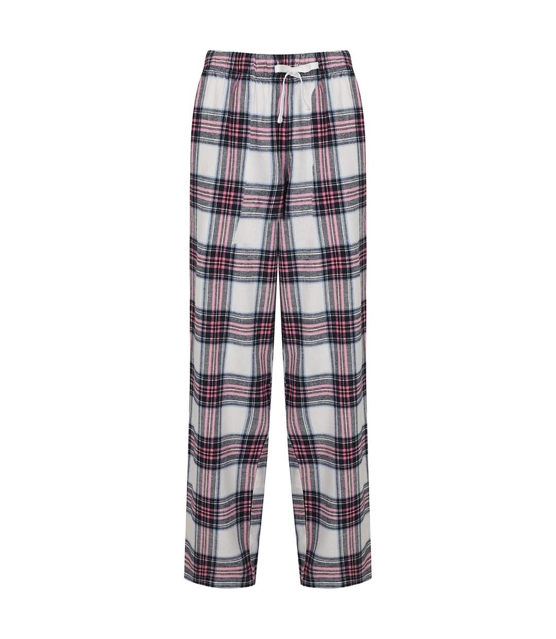 SF Womens/Ladies Tartan Lounge Pants (White/Pink) - UTPC3383-1