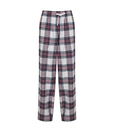 SF Womens/Ladies Tartan Lounge Pants (White/Pink) - UTPC3383