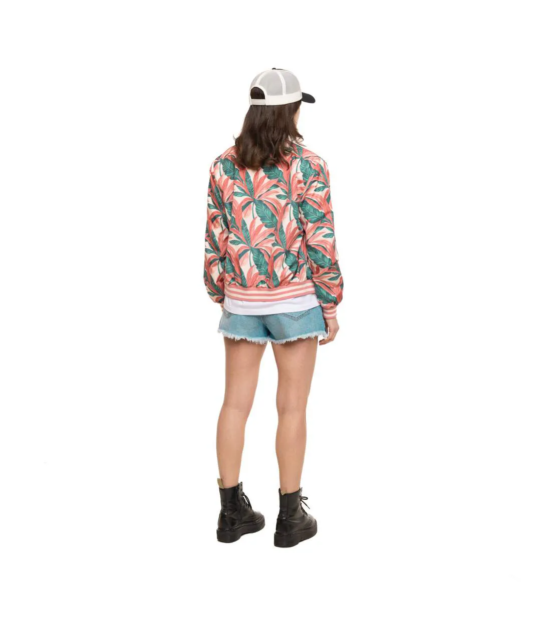 Veste femme satinée allover print avec patch et fil lurex Tropical Vondutch-4