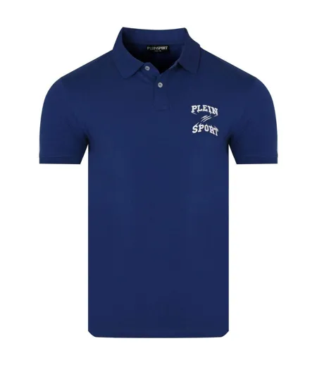 Mens Small Logo Breathable Polo Shirt Navy Blue Plein Sport