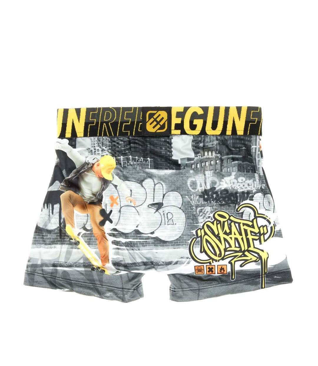 Boxer Gris/Jaune Homme Freegun Skate - L-2