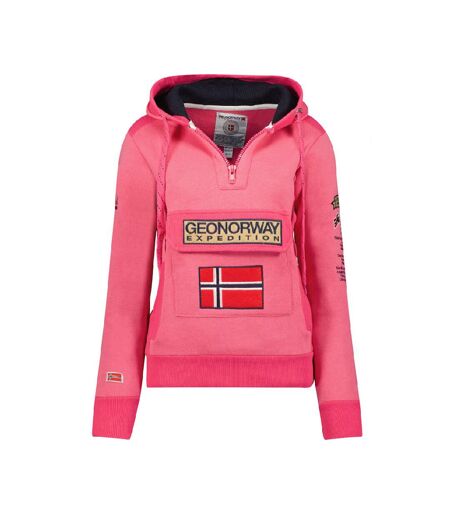 Sweat à capuche Rose Fluo Femme Geographical Norway Gymclass