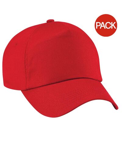 Beechfield Unisex Plain Original 5 Panel Baseball Cap (Pack of 2) (Classic Red) - UTRW6698