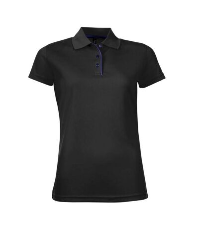 SOLS Womens/Ladies Performer Short Sleeve Pique Polo Shirt (Black) - UTPC2161
