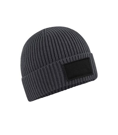 Unisex adult fashion patch beanie graphic grey/black Beechfield