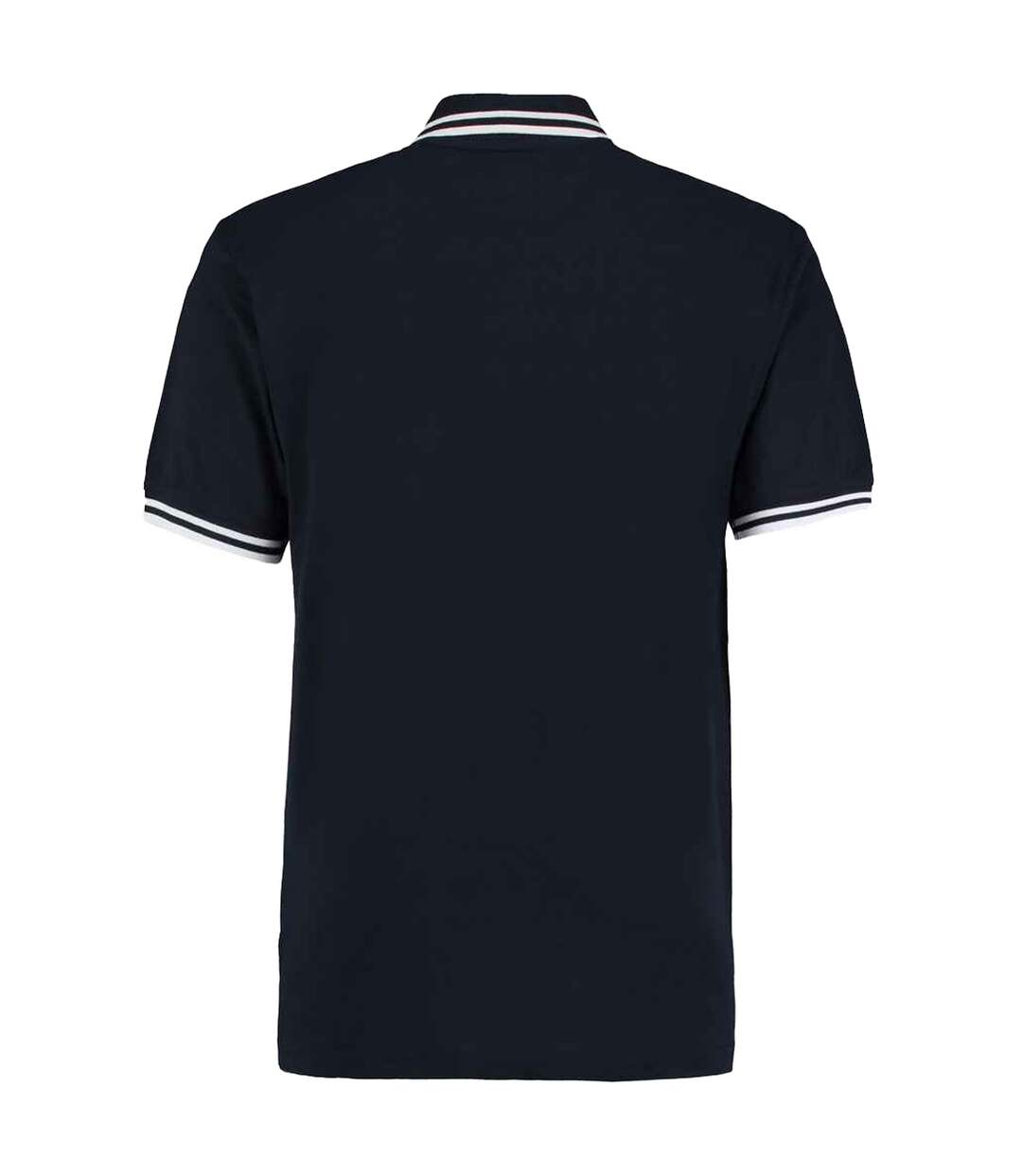 Polo Motif/style Rayure Contrastée Sur Bord Homme Bleu Marine Blanc Kustom Kit-2