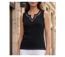 Débardeur femme MAYFLOWER REFAT : Tee-shirt sans manches noir en coton et col strass-1