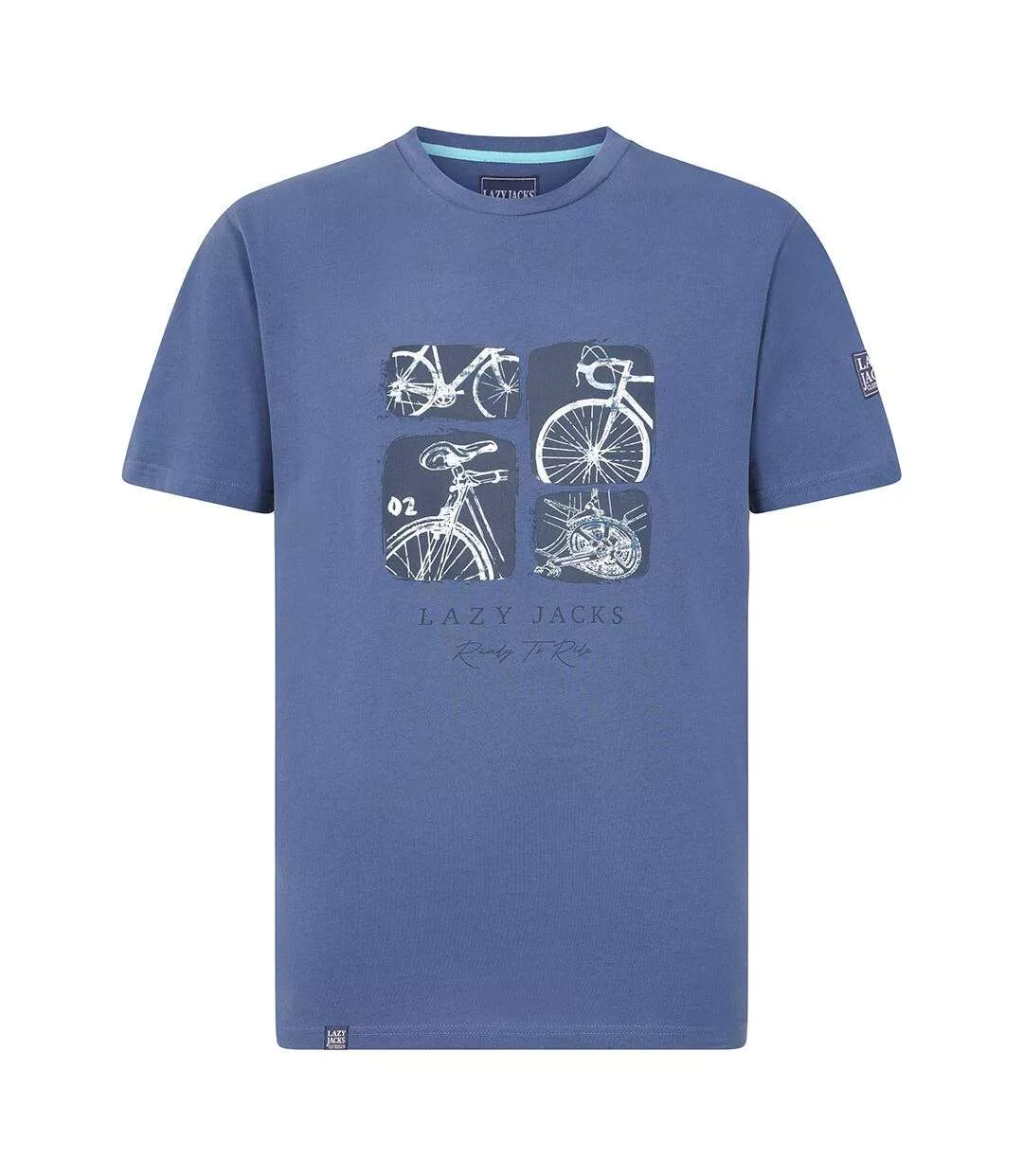 T-shirt Motif/style Vélo Homme Bleu Denim Lazy Jacks-1