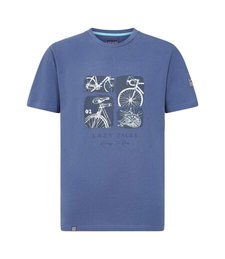 T-shirt Motif/style Vélo Homme Bleu Denim Lazy Jacks