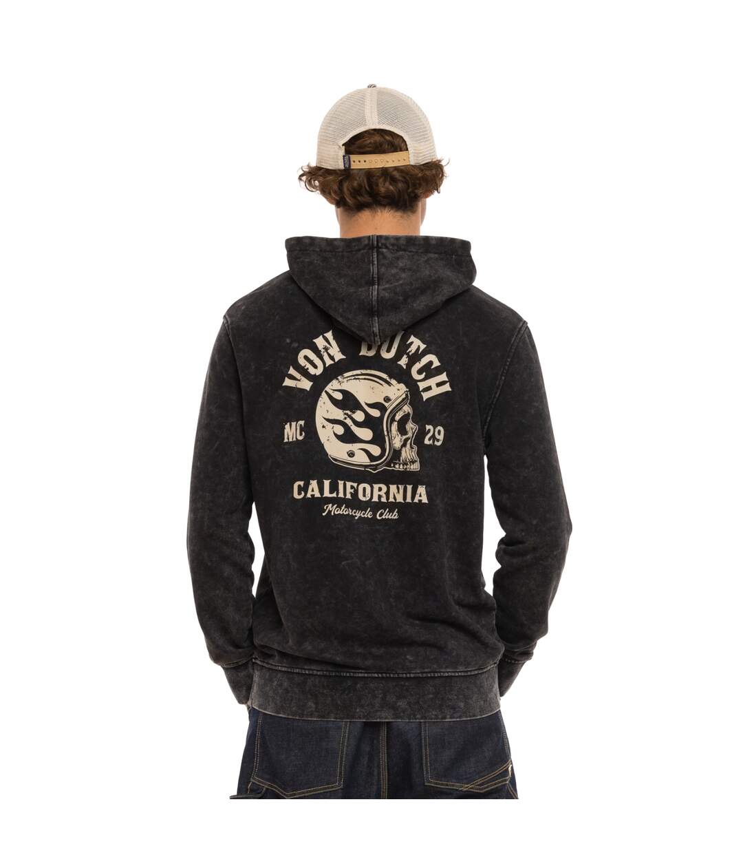 Sweat à capuche homme en french terry acid wash Mattia Vondutch-3
