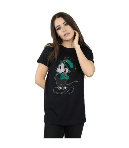 Disney Femme/Les femmes Mickey Mouse St Patrick Costume Coton Boyfriend T-Shirt (Noir) - UTBI37456