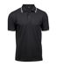 Mens Luxury Stripe Polo Shirt Black White Tee Jays-1