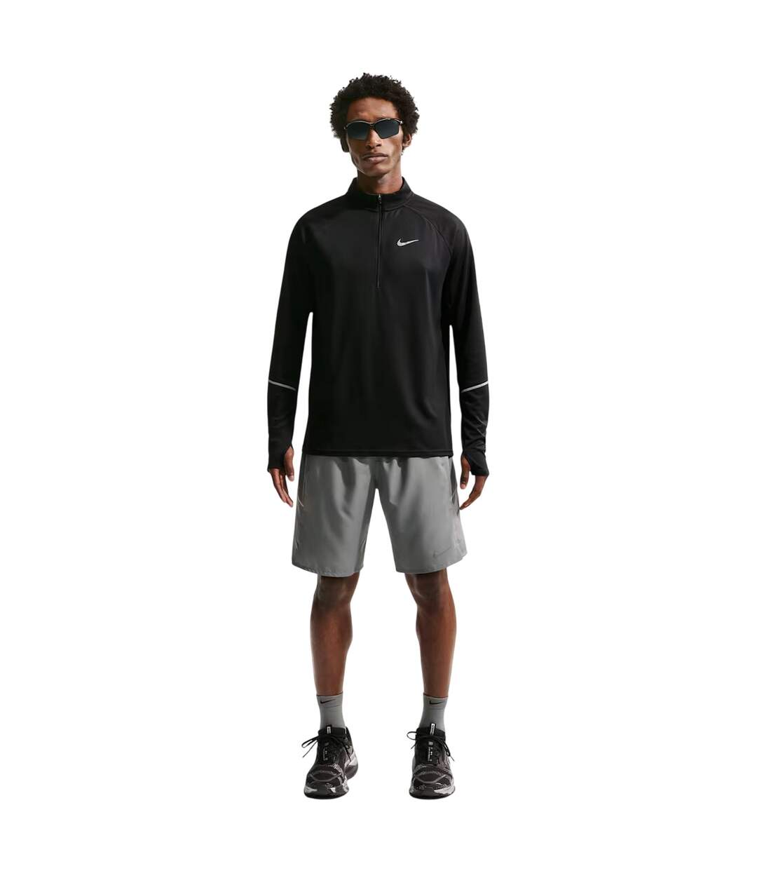 Mens Miler Dri-fit Quarter Zip Running Top Black Nike-1