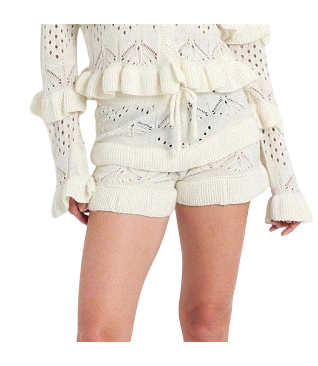 Womens/ladies Gentle Knitted Shorts Cream The Ragged Priest-2