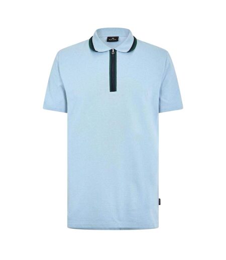 Mens Zipped Tailored Short-sleeved Polo Shirt Blue Paul Smith