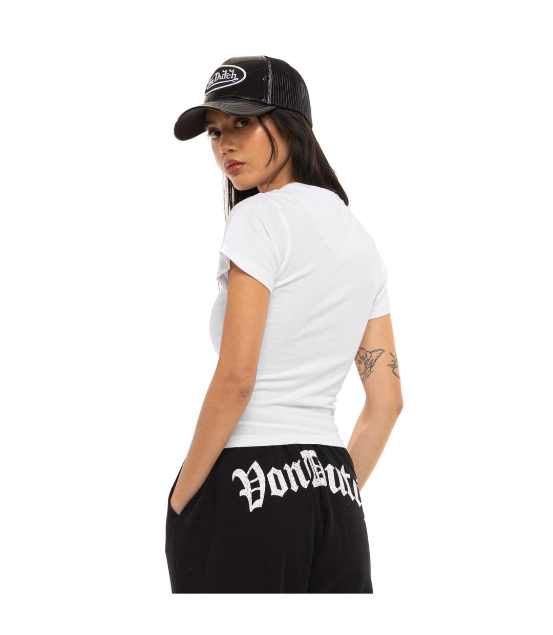 T-shirt femme moulant col rond print glitter devant Lucy Vondutch-3