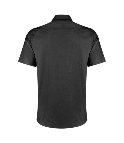 Kustom Kit Mens Short Sleeve Tailored Fit Premium Oxford Shirt (Black) - UTBC1443