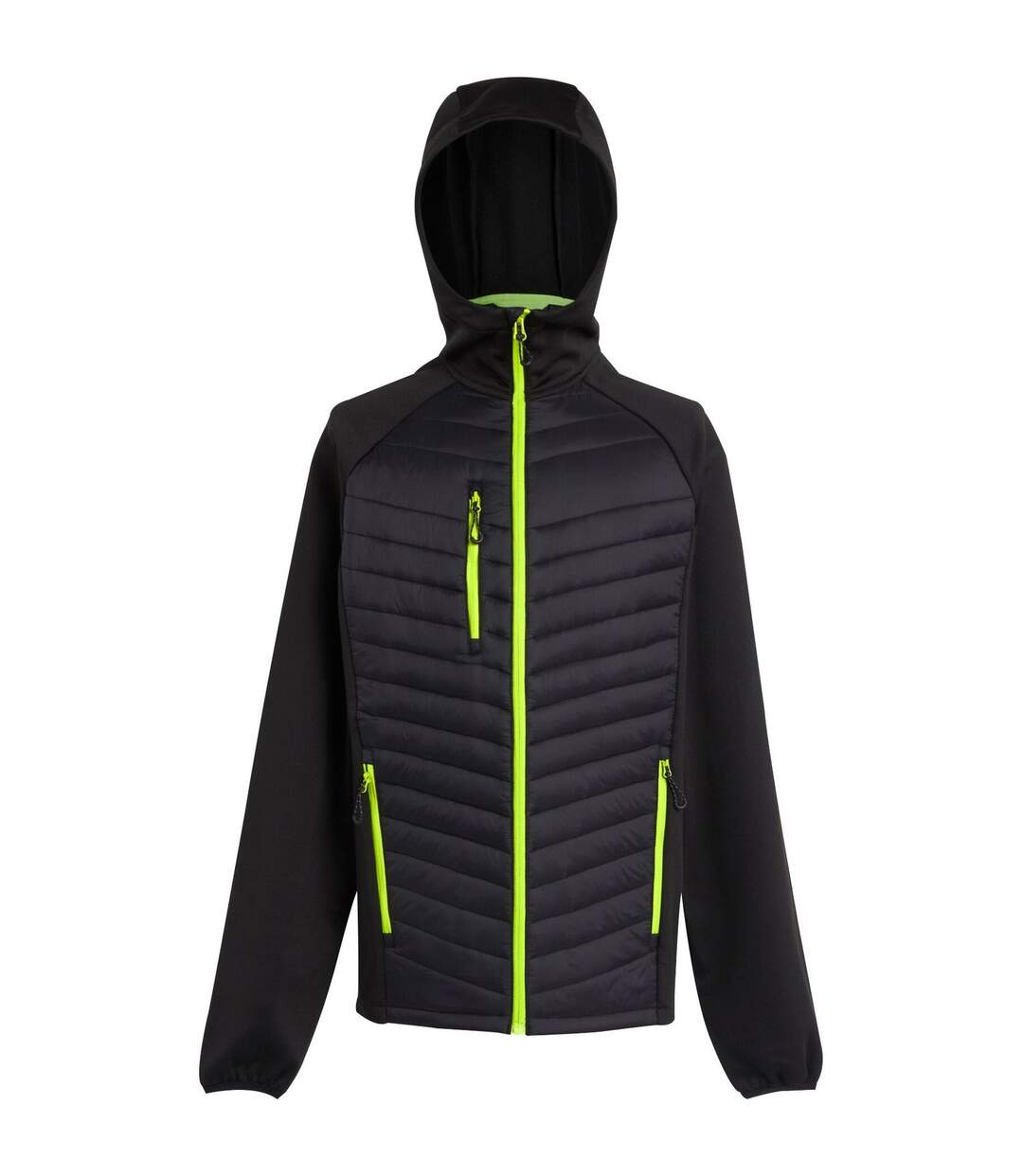 Mens Navigate Quilted Hybrid Jacket Black Lime Green Regatta-1