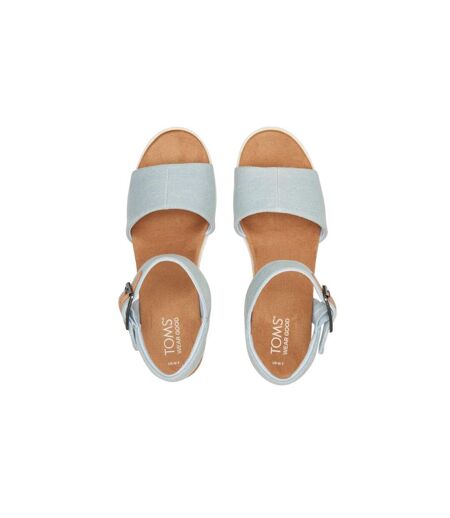 Womens/ladies diana canvas wedges pastel blue Toms