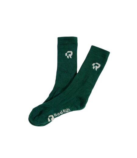 Unisex Adult Organic Cotton Crew Socks Green Red Run
