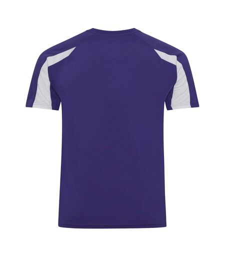 Just Cool Mens Contrast Cool Sports Plain T-Shirt (Purple/Arctic White) - UTRW685