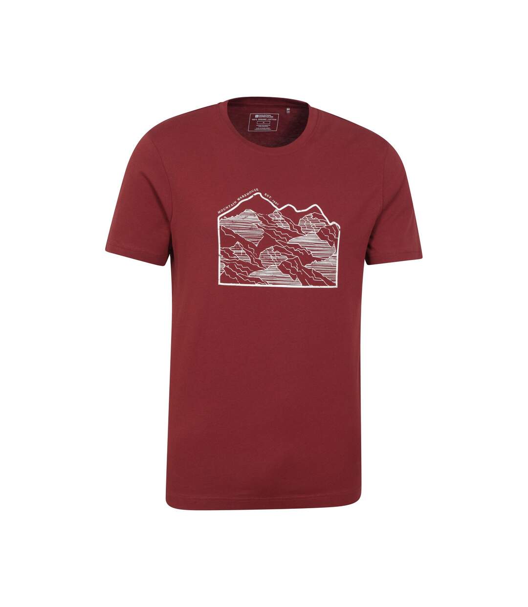 Mens Linear Organic T-shirt Dark Burgundy Mountain Warehouse-4