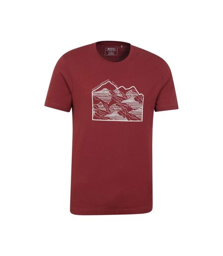Mens Linear Organic T-shirt Dark Burgundy Mountain Warehouse