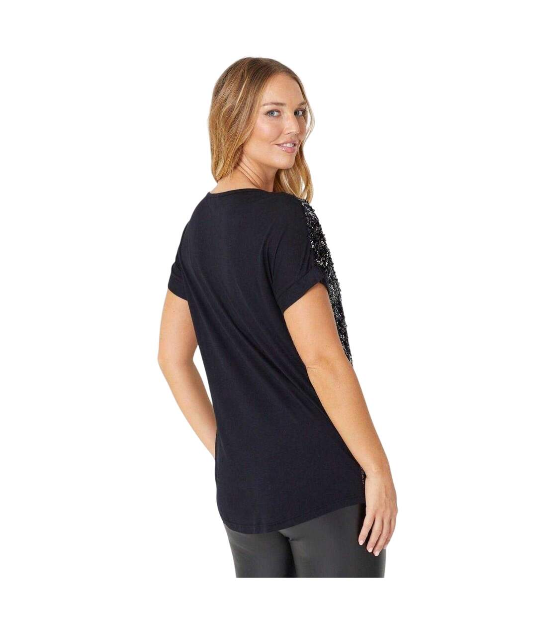 Womens/ladies Sequin Woven Short-sleeved Top Multicoloured Be You-3