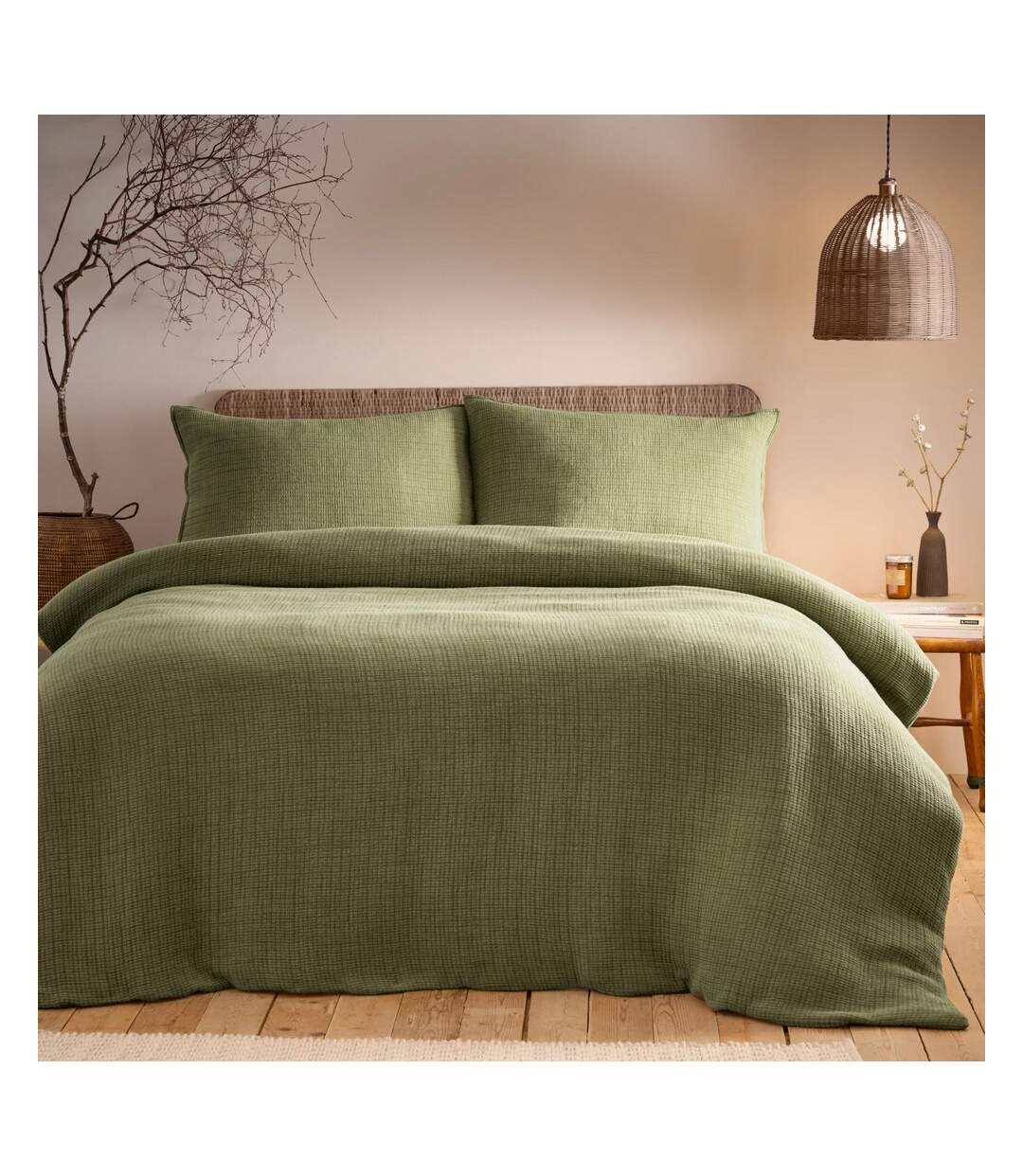 Ribble acid wash duvet cover set khaki green Yard-1