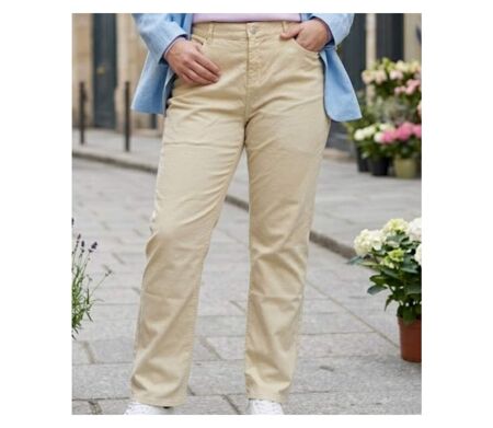 Pantalon 5 poches AXONE Balade - Toile gabardine coton stretch Beige pour une allure lumineuse et confortable