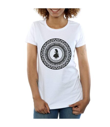 Disney Femme/Ladies Alice In Wonderland Circle Cotton T-Shirt (Blanc) - UTBI6779