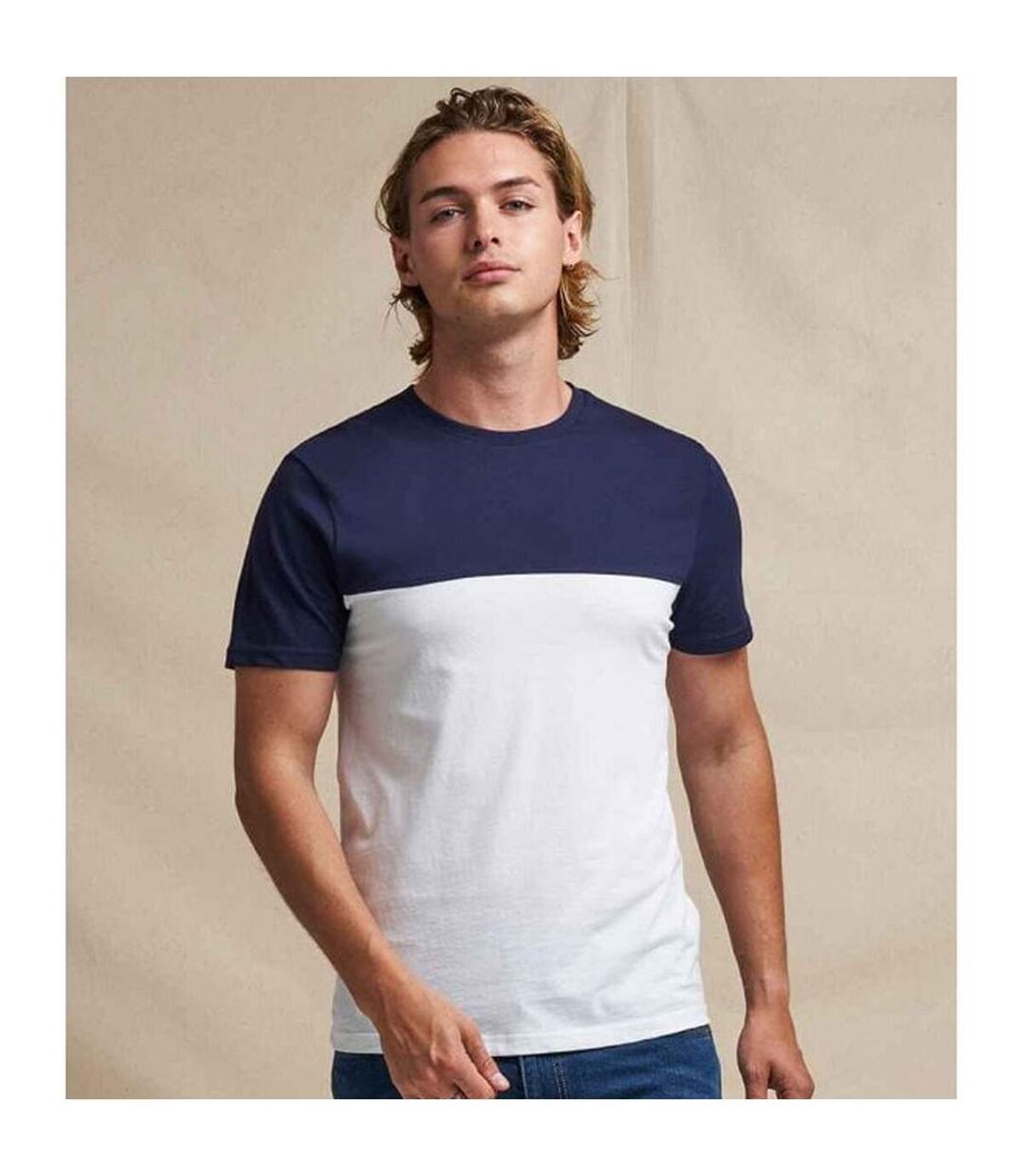 Awdis - T-shirt JUST TS - Adulte (Blanc / bleu marine) - UTRW7673