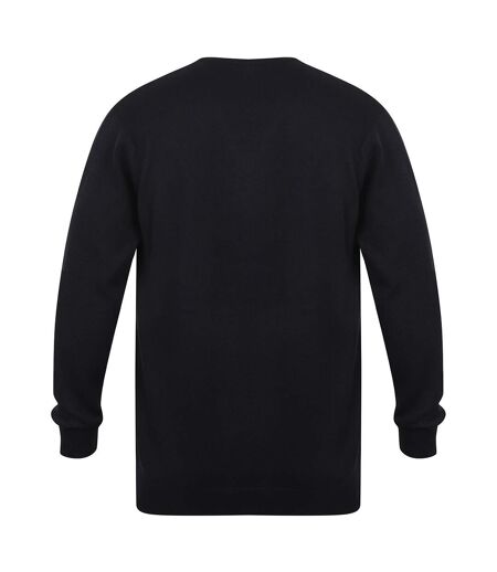 Henbury Mens 12 Gauge Fine Knit V-Neck Jumper/Sweatshirt (Navy)