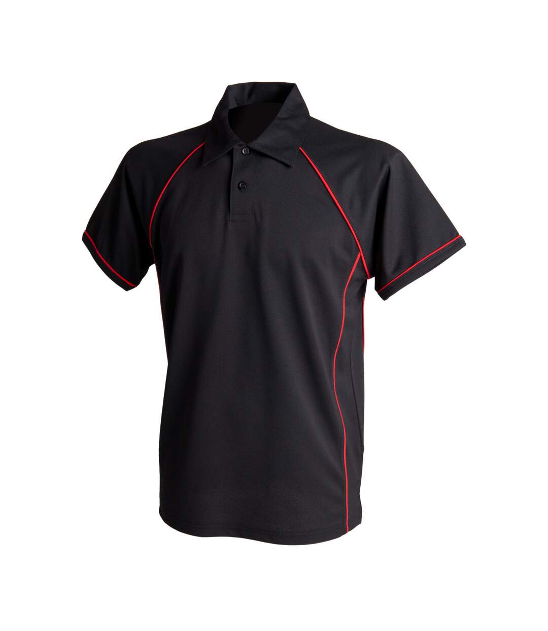 Finden & Hales Mens Piped Performance Sports Polo Shirt (Black/Red)