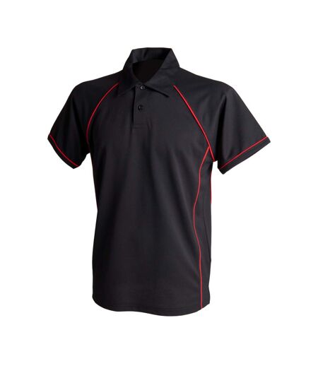 Finden & Hales Mens Piped Performance Sports Polo Shirt (Black/Red) - UTRW427