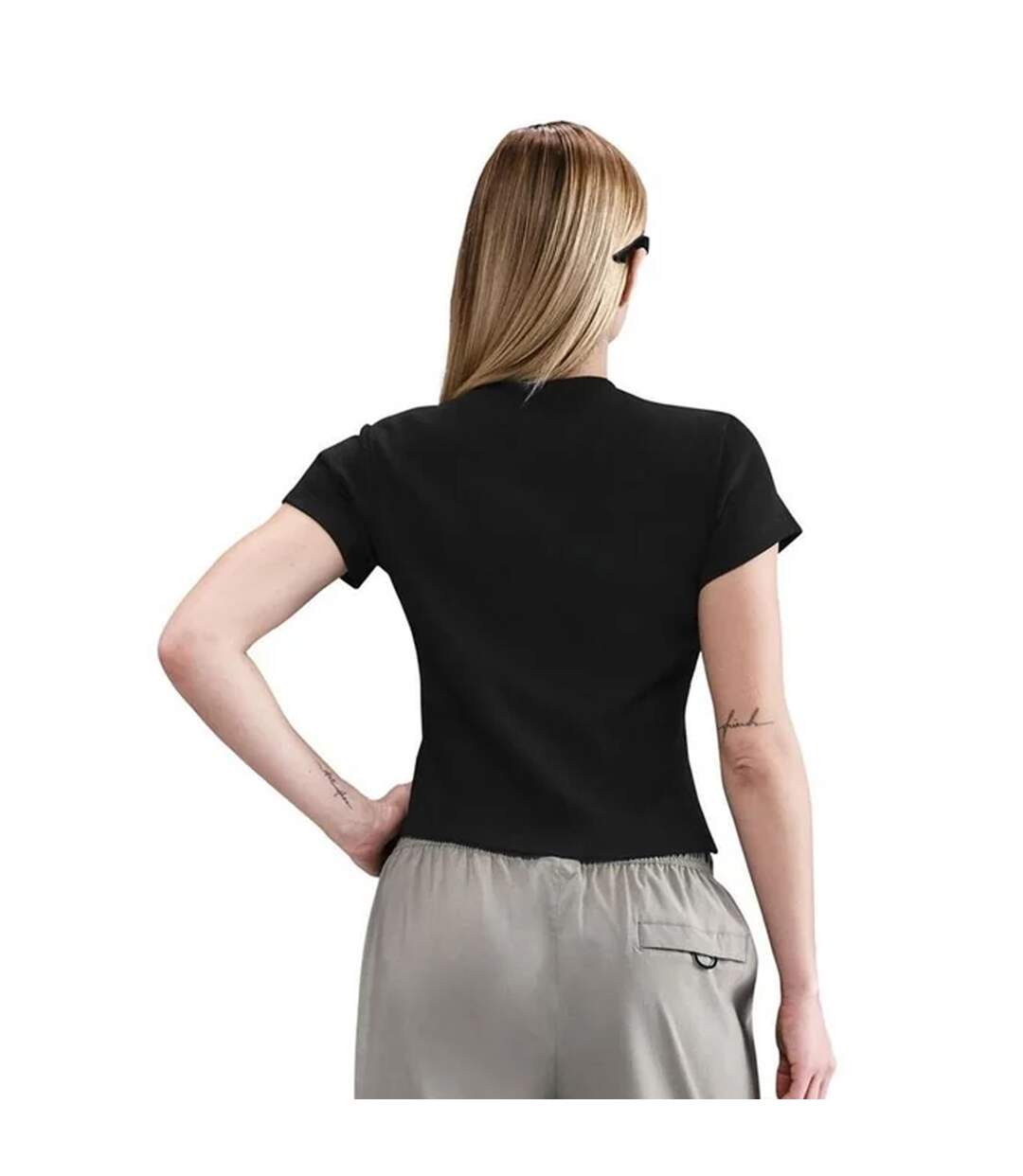 Womens/ladies Swoosh Embroidered Logo T-shirt Black Nike-3
