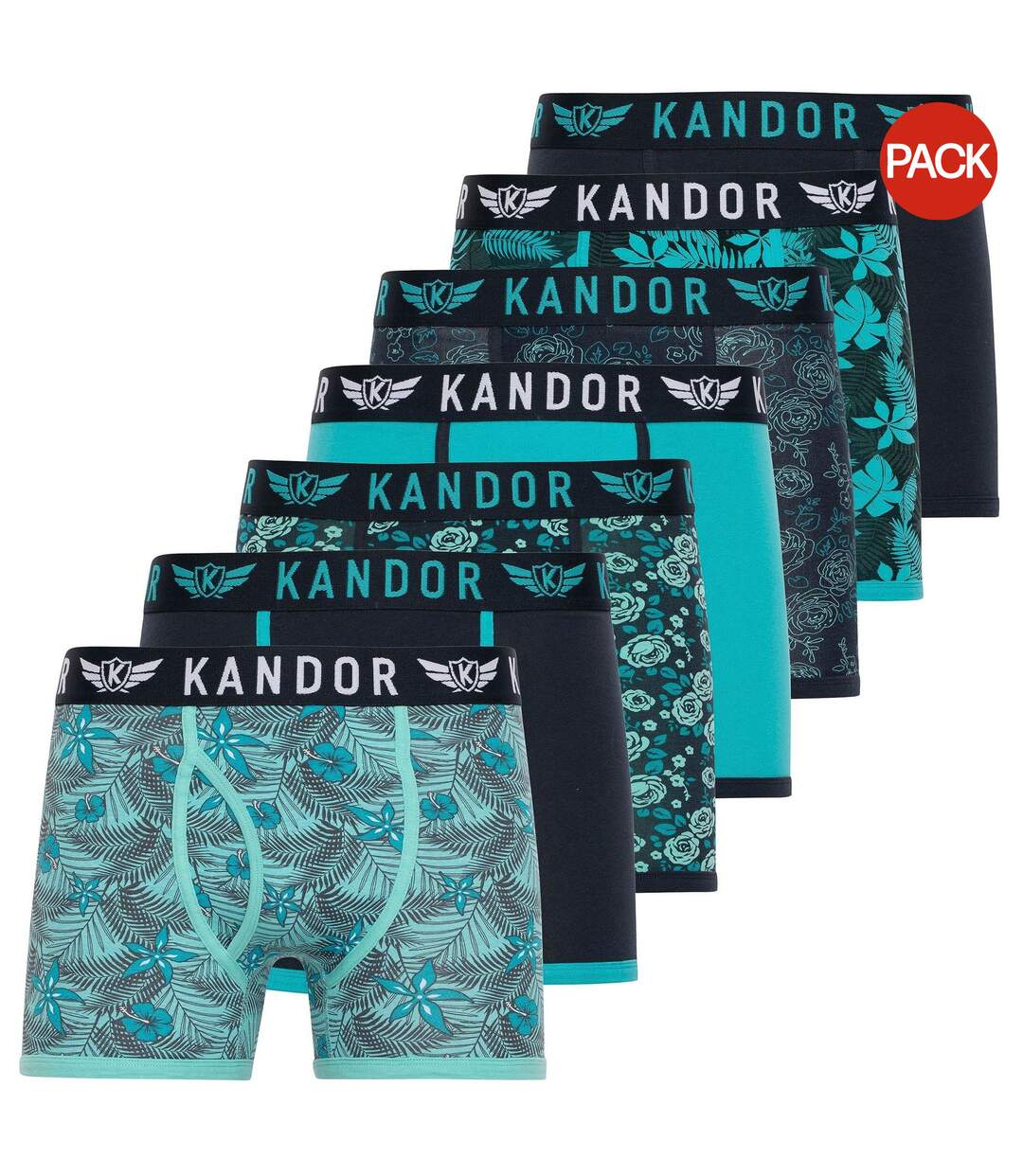 Boxers florid homme turquoise vif Kandor-1