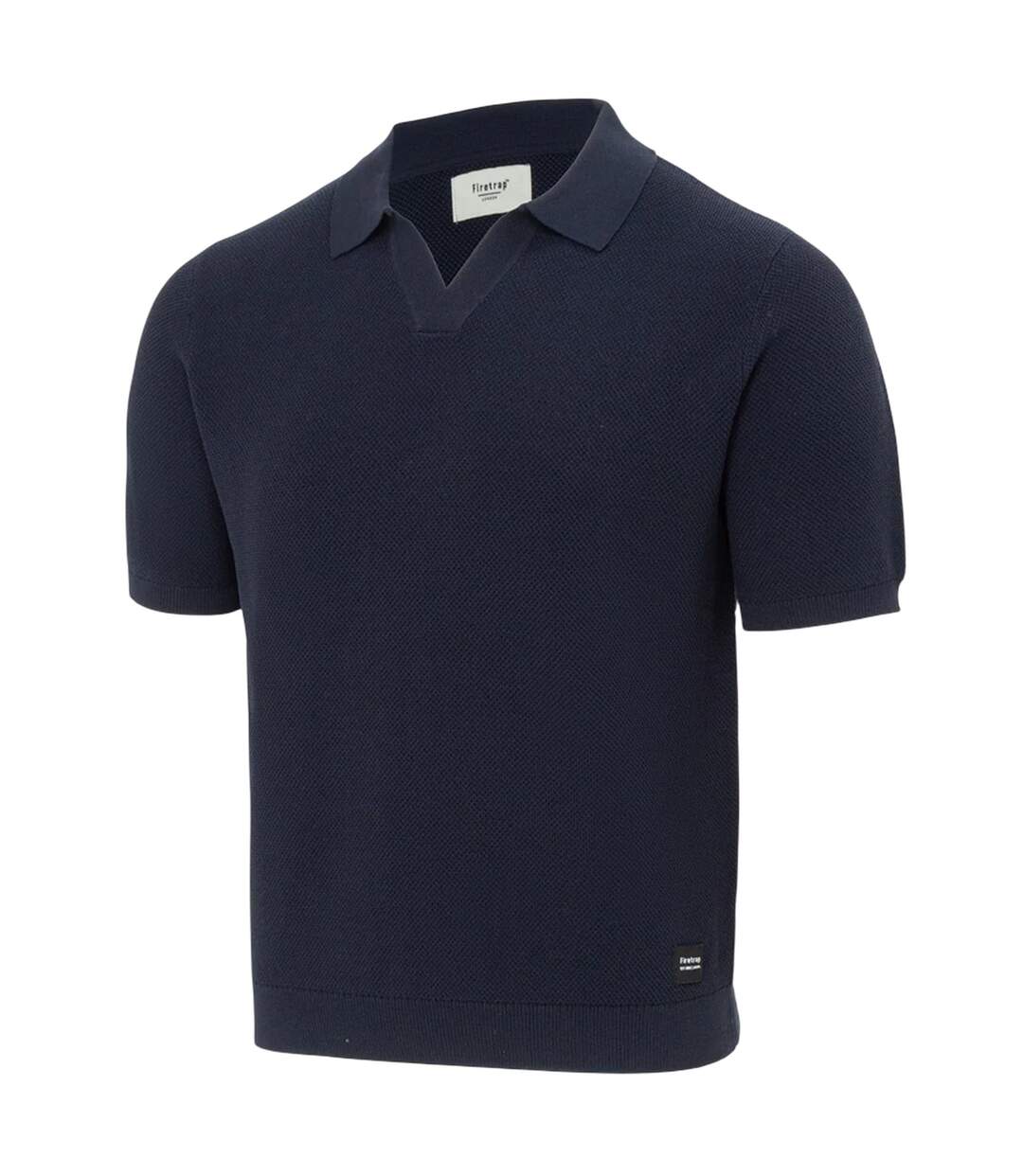 Mens Textured Collared Polo Shirt Blue Firetrap-3
