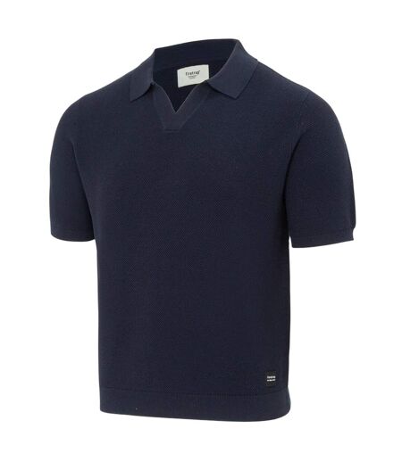 Mens Textured Collared Polo Shirt Blue Firetrap