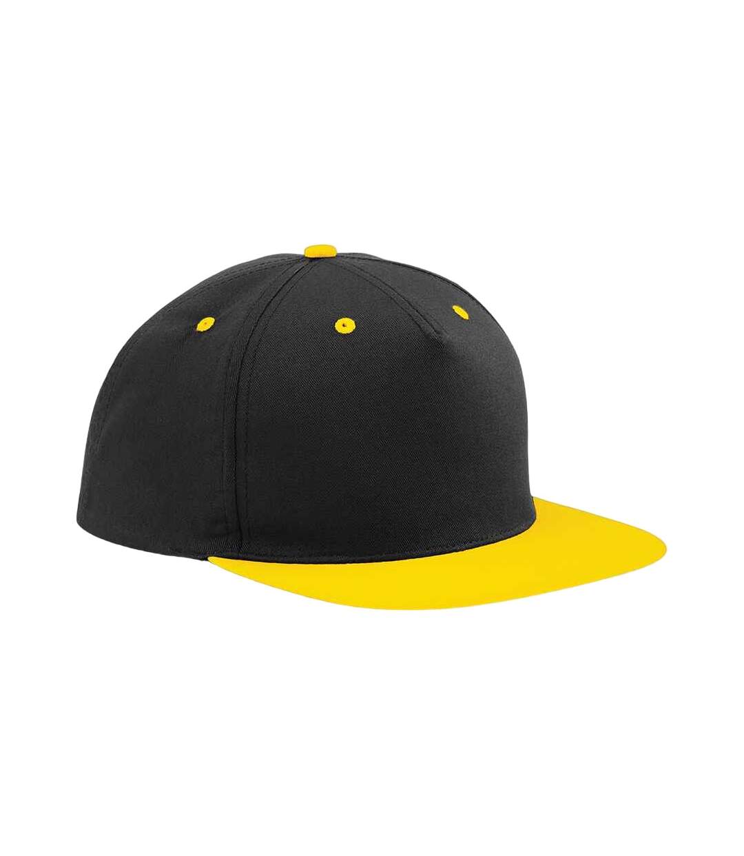 Contrast 5 panel snapback cap black/yellow Beechfield-1