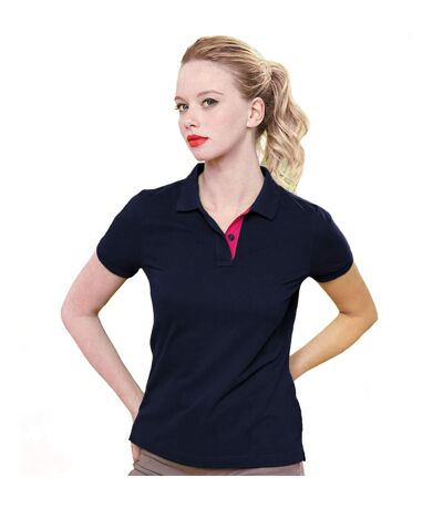Asquith & Fox Womens/Ladies Short Sleeve Contrast Polo Shirt (Navy/ Red) - UTRW5353