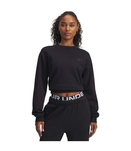 Womens/ladies Vida Icon Fleece Crop Sweatshirt Black Under Armour