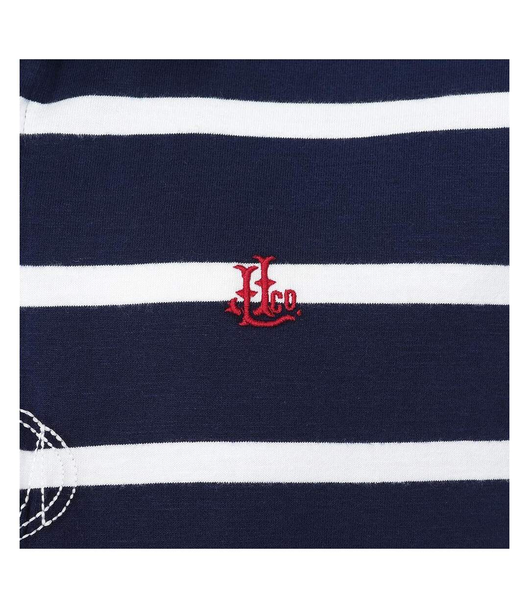 Mens Striped Short-sleeved Rugby Polo Shirt Marine Lazy Jacks-2