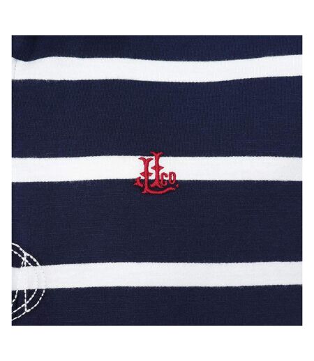 Mens Striped Short-sleeved Rugby Polo Shirt Marine Lazy Jacks