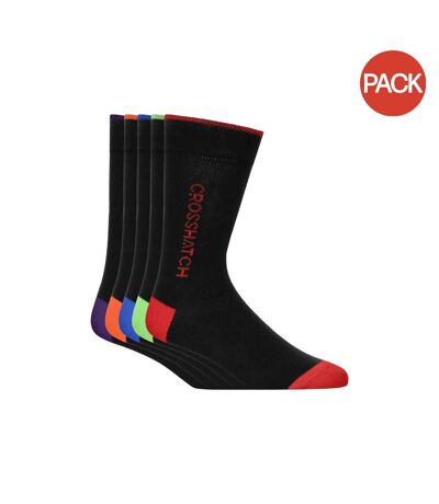 Pack of 5  Mens glowbow crew socks  black/multicolored Crosshatch