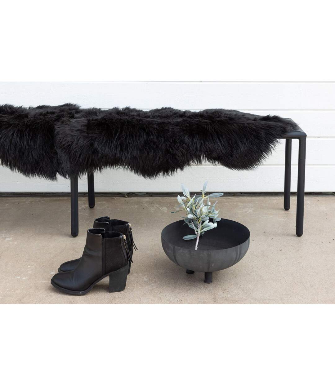 Tapis Imitation Fourrure Katy 55x180cm Noir-5